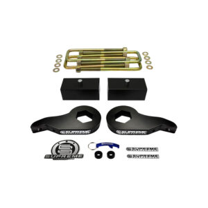 Supreme Suspensions – Chevy + GMC K1500 + Tahoe + Yukon + Suburban 3 Front Suspension Lift + 2 Rear Lift Kit (Black) PRO